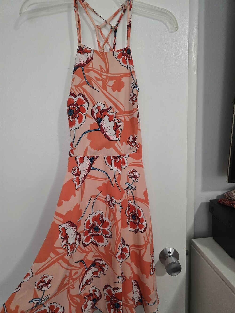 Coral Floral Strappy Dress